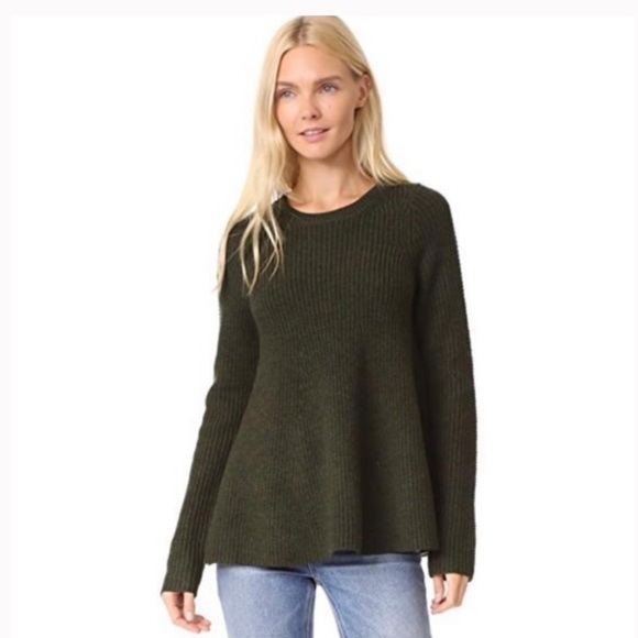 Grey By Jason Wu Forest Green Merino Wool trapeze Sweater Size S - Picture 1 of 16
